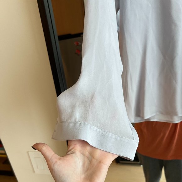 Vince Silk Half Button Down Blouse in Lilac - Picture 3 of 6